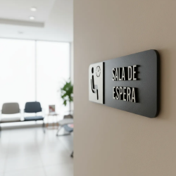 Placa de Sinalização Indicativa MDF 3D - Sala de Espera